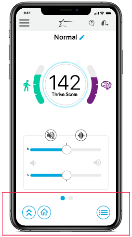 thrive hearing app menu control